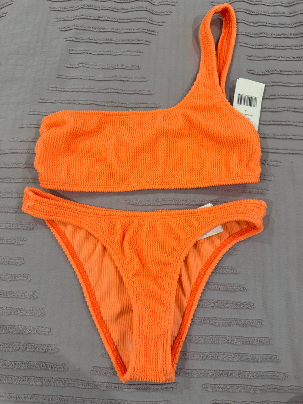 Good American Bright Orange Textured Bikini